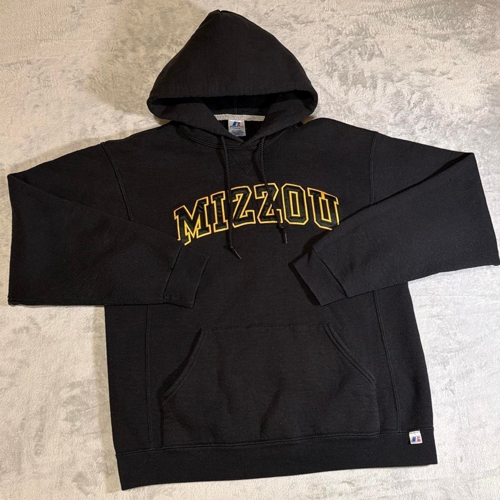 Y2K Vintage Russell Athletic Mizzou Tigers Hoodie | Black | Large